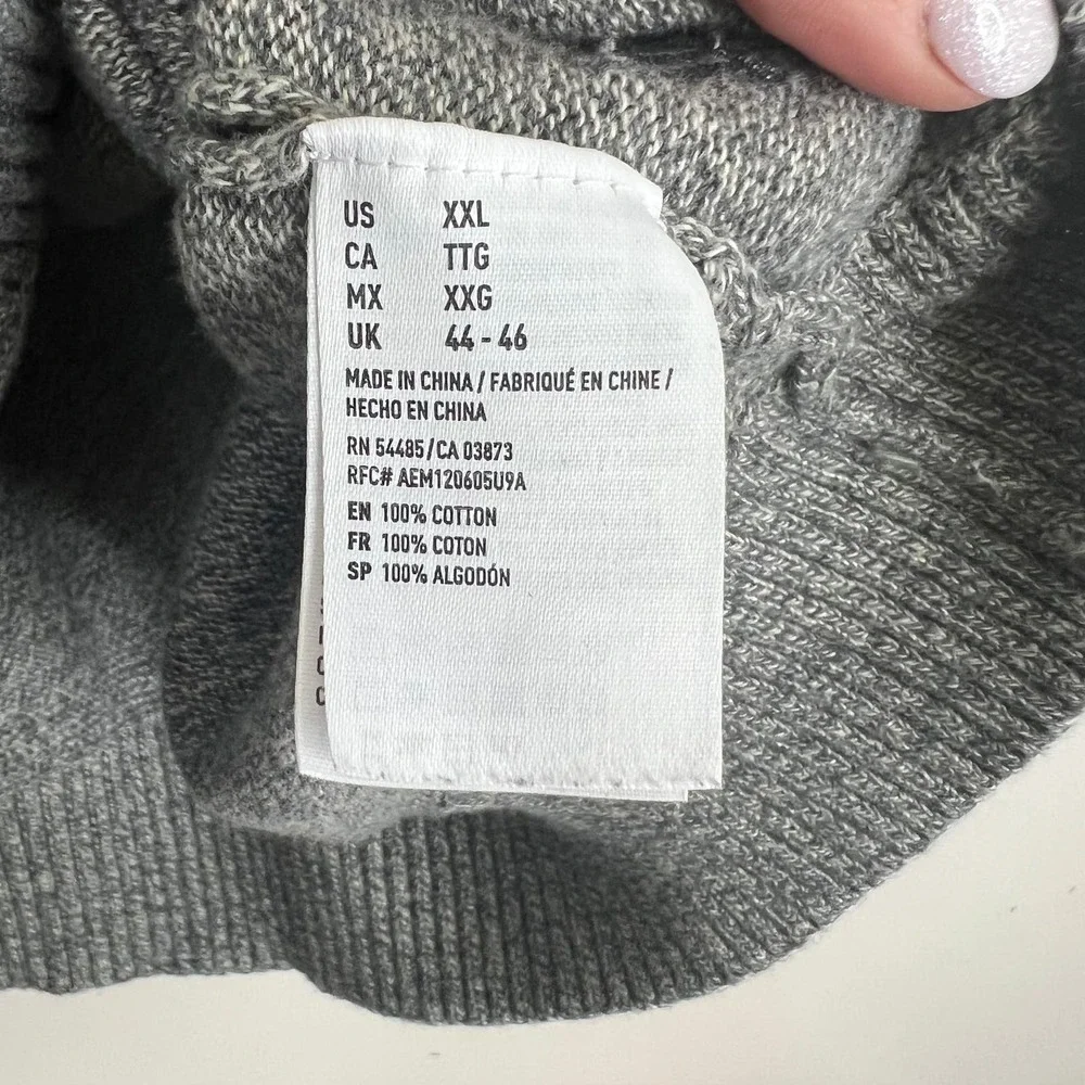 American Eagle Outfitters‎ Popover Heather Gray Long Sleeve 100% Cotton Sweater